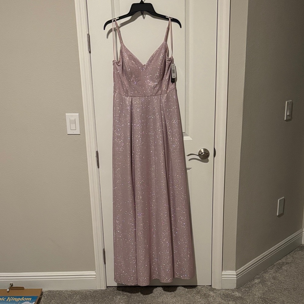 City Triangles Sparkling Lilac Spaghetti-Strap Prom Gown